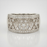 floral geometric filigree natural diamond band ring in 14k gold white gold