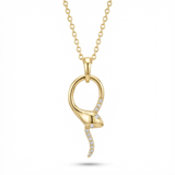 snake wrap natural diamond pendant necklace in 14k gold