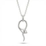snake wrap natural diamond pendant necklace in 14k gold white gold