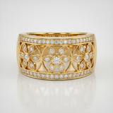 floral geometric filigree natural diamond band ring in 14k gold