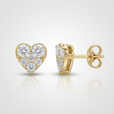 pave heart natural diamond stud earrings in 14k gold
