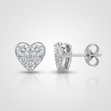 pave heart natural diamond stud earrings in 14k gold white gold