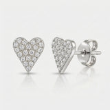 pointy heart shape natural diamond stud earrings in 14k gold white gold