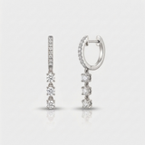 round natural diamond hoop earrings with dangle drops in 14k gold white gold