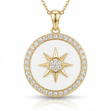 mop natural diamond necklace charm in 14k gold