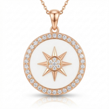 mop natural diamond necklace charm in 14k gold rose gold