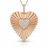 classic heart natural diamond necklace charm in 14k gold rose gold