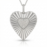 classic heart natural diamond necklace charm in 14k gold white gold