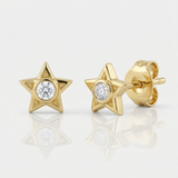 star center natural diamond stud earrings in 14k gold
