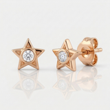 star center natural diamond stud earrings in 14k gold rose gold