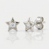 star center natural diamond stud earrings in 14k gold white gold