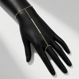 linear natural diamond bar hand chain in 14k gold