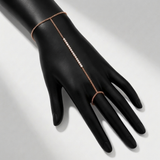 linear natural diamond bar hand chain in 14k gold rose gold