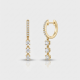 round natural diamond hoop earrings with dangle drops in 14k gold