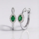 pear shape emerald and natural diamond halo earrings in 14k gold white gold