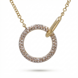 pave circle interlocking natural diamond pendant necklace in 14k gold