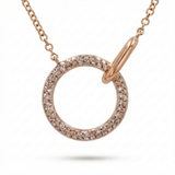 pave circle interlocking natural diamond pendant necklace in 14k gold rose gold