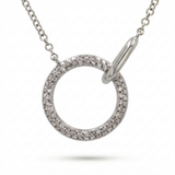 pave circle interlocking natural diamond pendant necklace in 14k gold white gold