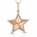 textured star natural diamond charm in 14k gold rose gold