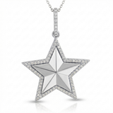 textured star natural diamond charm in 14k gold white gold