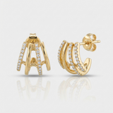 heavy cage natural diamond lobe stud earrings in 14k gold