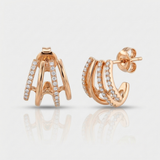 heavy cage natural diamond lobe stud earrings in 14k gold rose gold