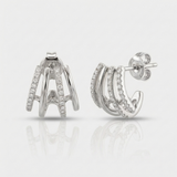 heavy cage natural diamond lobe stud earrings in 14k gold white gold