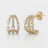petite cage natural diamond stud earrings in 14k gold