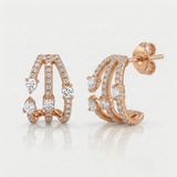 petite cage natural diamond stud earrings in 14k gold rose gold