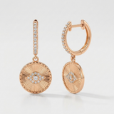 fluted evil eye natural diamond earrings in 14k gold rose gold