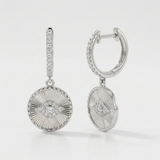 fluted evil eye natural diamond earrings in 14k gold white gold