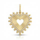 fluted spike heart natural diamond necklace charm in 14k gold