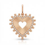 fluted spike heart natural diamond necklace charm in 14k gold rose gold