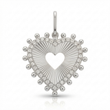 fluted spike heart natural diamond necklace charm in 14k gold white gold
