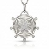 fluted spike disc star natural diamond link charm in 14k gold white gold