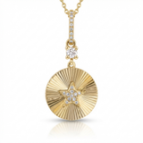 fluted star natural diamond necklace charm in 14k gold