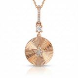 fluted star natural diamond necklace charm in 14k gold rose gold