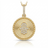 fluted hamsa natural diamond necklace charm in 14k gold