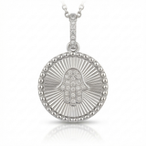 fluted hamsa natural diamond necklace charm in 14k gold white gold