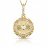 fluted disc natural diamond necklace charm medium in 14k gold