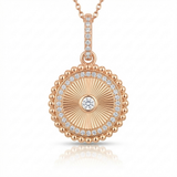 fluted disc natural diamond necklace charm medium in 14k gold rose gold
