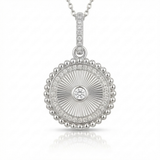 fluted disc natural diamond necklace charm medium in 14k gold white gold