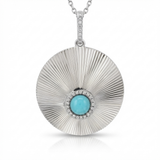 fluted turquoise natural diamond necklace charm bold in 14k gold white gold