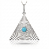 fluted turquoise natural diamond necklace charm slim in 14k gold white gold