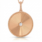 mixed link disc natural diamond necklace charm in 14k gold rose gold