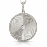 mixed link disc natural diamond necklace charm in 14k gold white gold