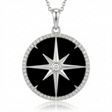 lapis compass natural diamond necklace charm in 14k gold white gold