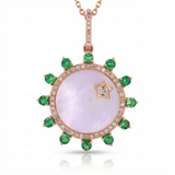 shell natural diamond necklace charm in 14k gold rose gold