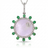 shell natural diamond necklace charm in 14k gold white gold