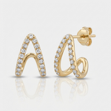 structured cage natural diamond stud earrings in 14k gold